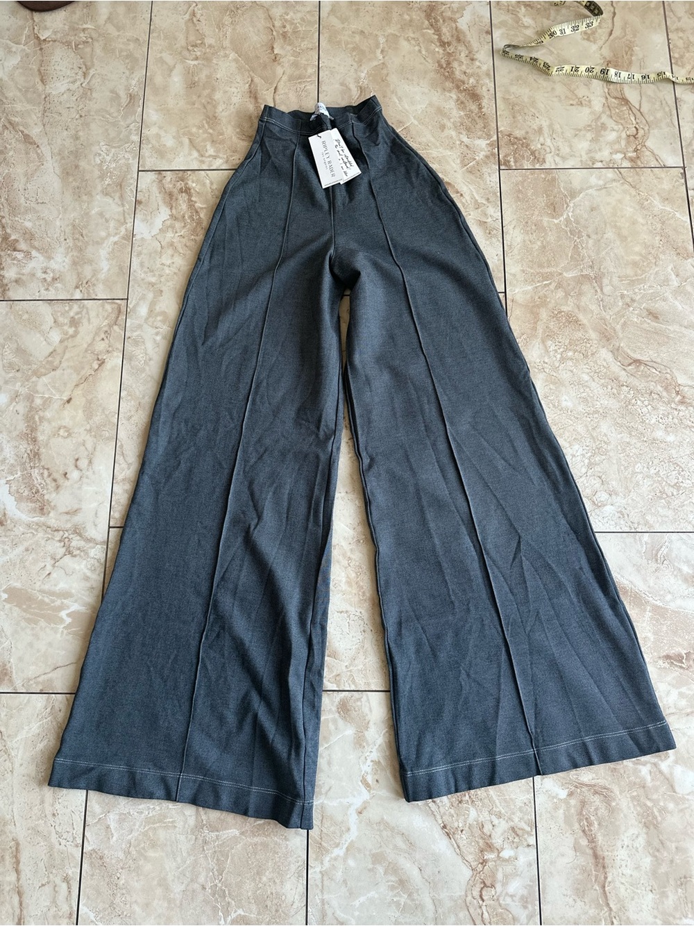 Ripley Rader High-Rise Wide-Leg Knit Pants in Charcoal Gray